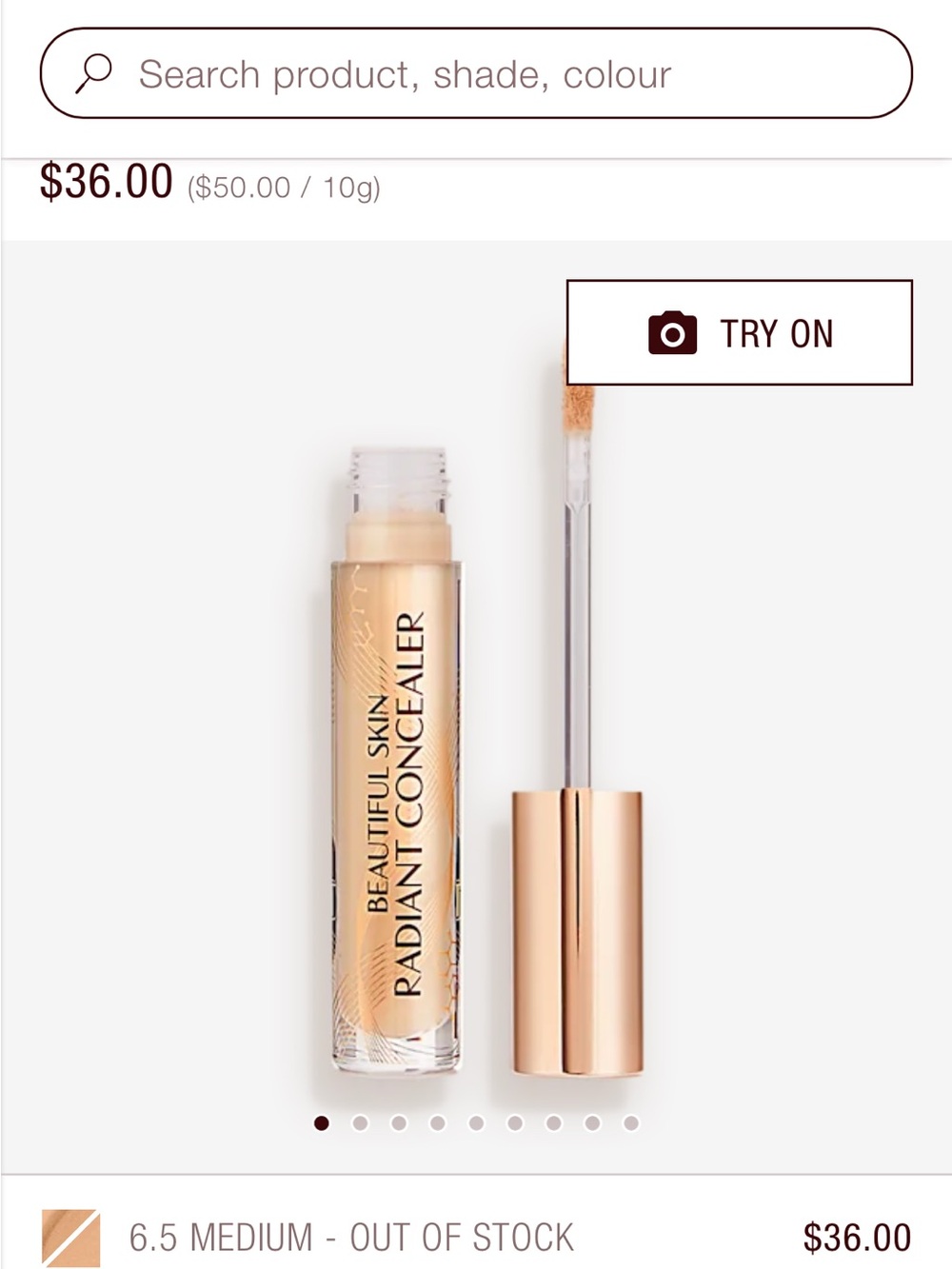 CHARLOTTE TILBURY Beautiful Skin Radiant Concealer (Medium 6.5) NWT